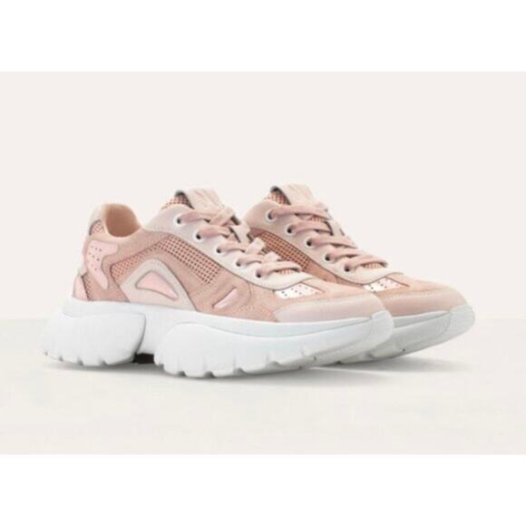 NEW In Box Maje Faster Leather and Suede Trainer Pink size 41 - Picture 1 of 10